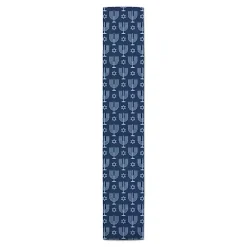Double Blue Menorah Table Runner, 72 in.