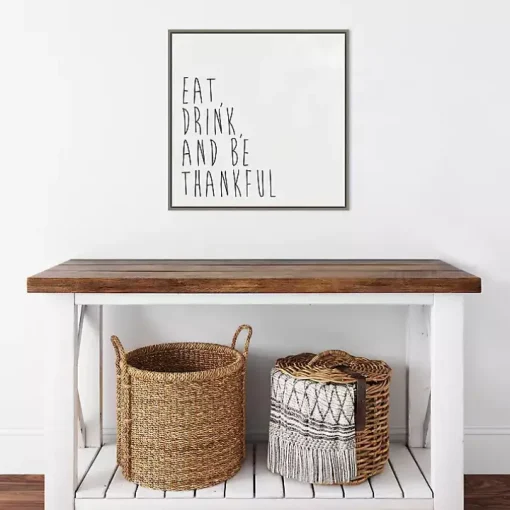 Eat Drink Be Thankful Framed Canvas Art Print