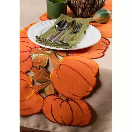 Embroidered Pumpkin Table Runner