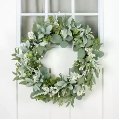 Eucalyptus with Lambs Ear and White Berry Wreath