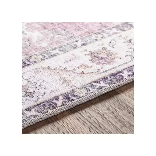 Faded Rouge Bordered Flatweave Runner, 2x7