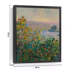 Flower Beds at Vetheuil Framed Canvas Art Print