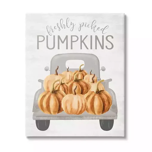 Freshly Picked Pumpkins Canvas Wall Plaque