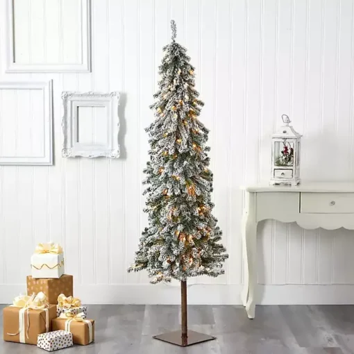 6 ft. Flocked Pre-Lit Alpine Christmas Tree