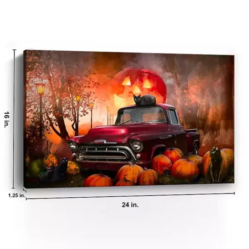 Full Moon Jack O Lantern Canvas Art Print, 16x24