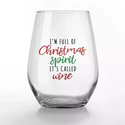 Full of Christmas Spirit Wine Glasses, Set of 2