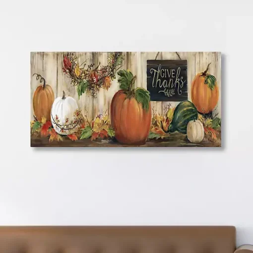 Give Thanks Pumpkin Canvas Art Print