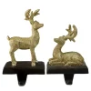 Glittery Gold Reindeer Stocking Holders, Set of 2