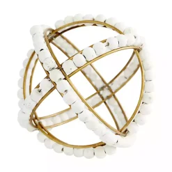 Gold and Ivory Wooden Bead 2-pc. Orb Set