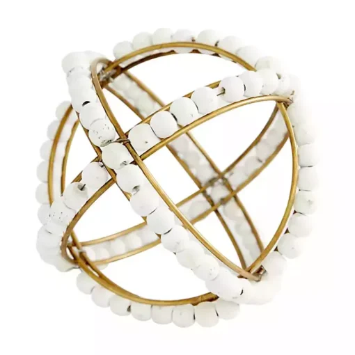 Gold and Ivory Wooden Bead 2-pc. Orb Set