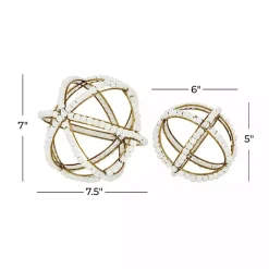 Gold and Ivory Wooden Bead 2-pc. Orb Set