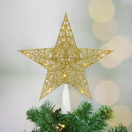 Gold Glitter LED Star Tree Topper