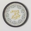 Gold Merry and Bright Round Framed Art Print