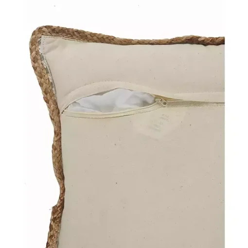 Gray and White Stripped Jute Border Accent Pillow