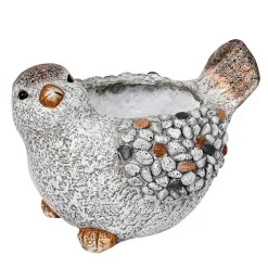 Gray Bird Planter with Pebble Accents
