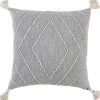 Gray Diamond Kantha Stitched Throw Pillow