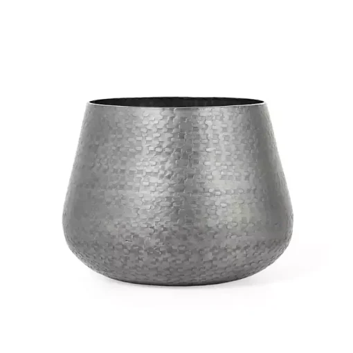 Gray Hammered Metal Retta Planter