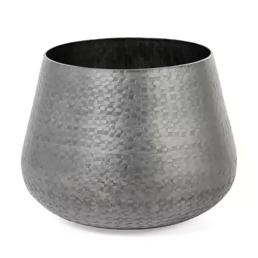 Gray Hammered Metal Retta Planter