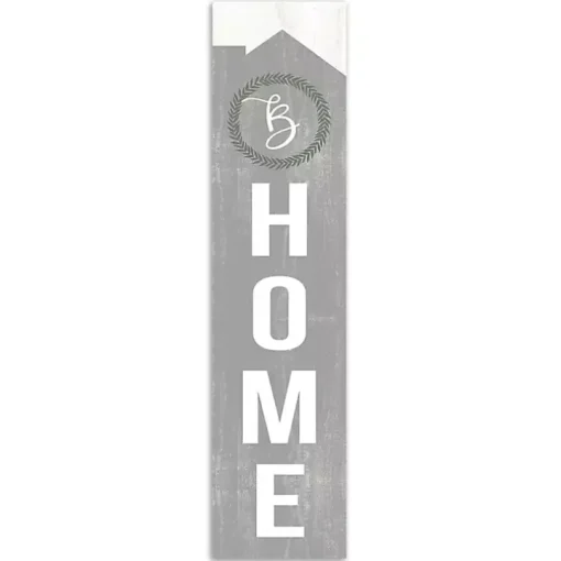 Gray Laurel Wreath Home Personalized Porch Board