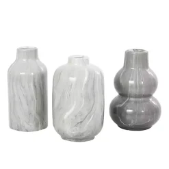 Gray Marble Finish Ceramic Vases, Set of 3