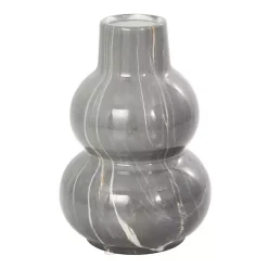 Gray Marble Finish Ceramic Vases, Set of 3