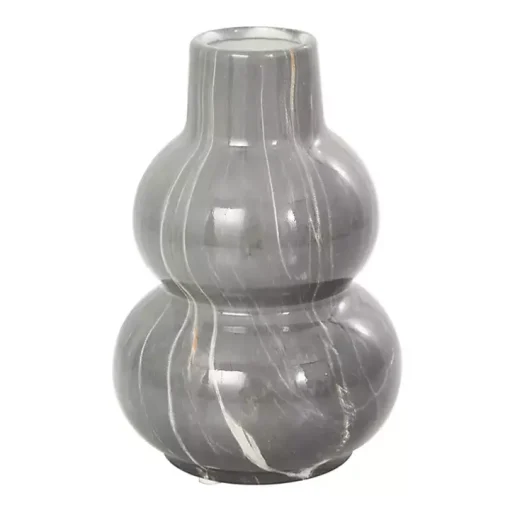 Gray Marble Finish Ceramic Vases, Set of 3