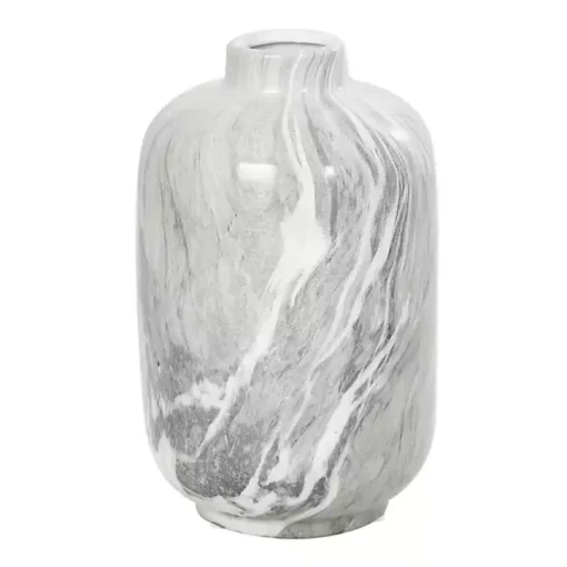 Gray Marble Finish Ceramic Vases, Set of 3