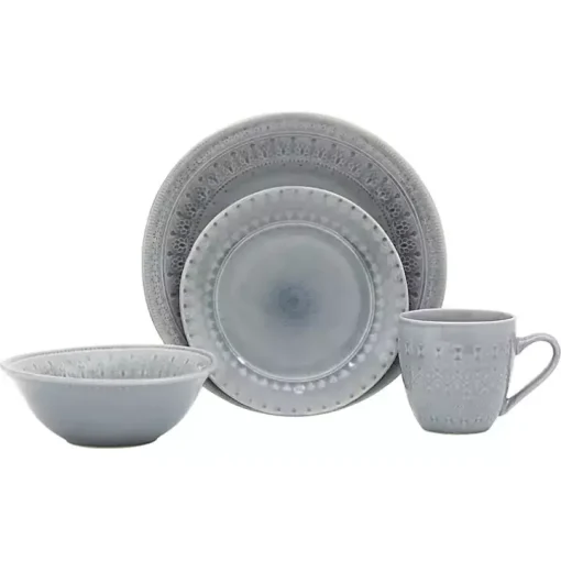 Gray Medallion 16-pc. Ceramic Dinnerware Set