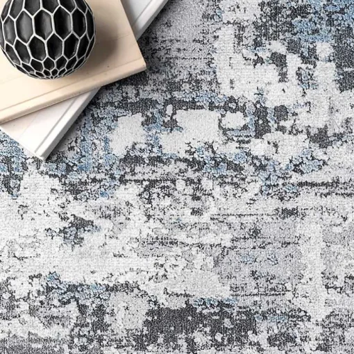 Gray Modern Abstract Washable Area Rug, 5x8