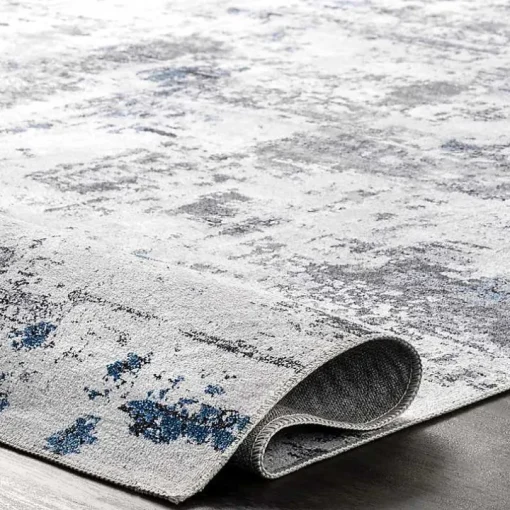 Gray Modern Abstract Washable Area Rug, 5x8