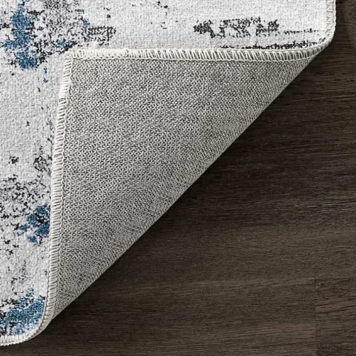 Gray Modern Abstract Washable Area Rug, 5x8