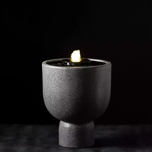 Gray Resin Pedestal Outdoor Fountain, 13 in.