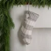 Gray Striped Knit Christmas Stocking