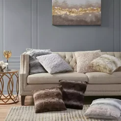 Gray Textured Faux Fur Pillow