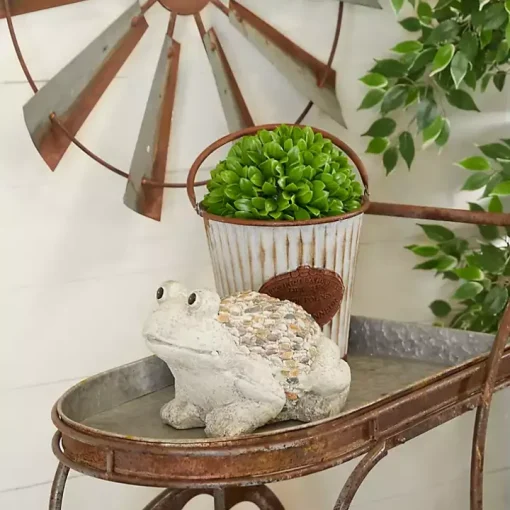 Gray Textured Frog Statue