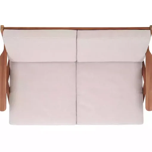 Gray Upholstered Acacia Wood Outdoor Loveseat