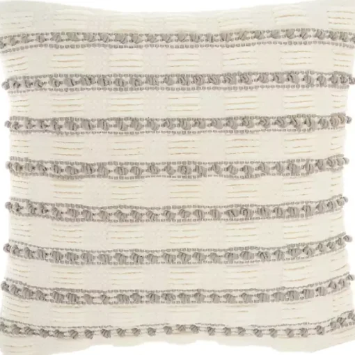 Gray Woven Knotted Stripes Throw Pillow