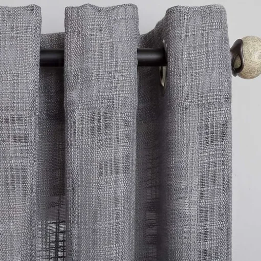 Gray Woven Single Curtain Panel, 84 in.