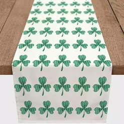 Green and White Clover Grid Table Runner, 72 in.