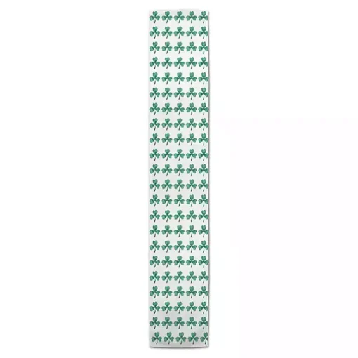 Green and White Clover Grid Table Runner, 72 in.