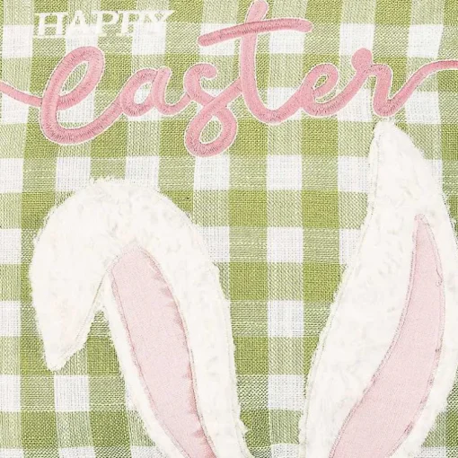 Green and White Gingham Bunny Ears Pillow