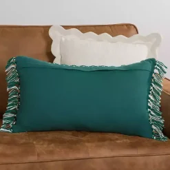 Green Basket Weave Lumbar Pillow