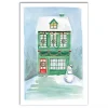 Green Christmas House Canvas Art Print