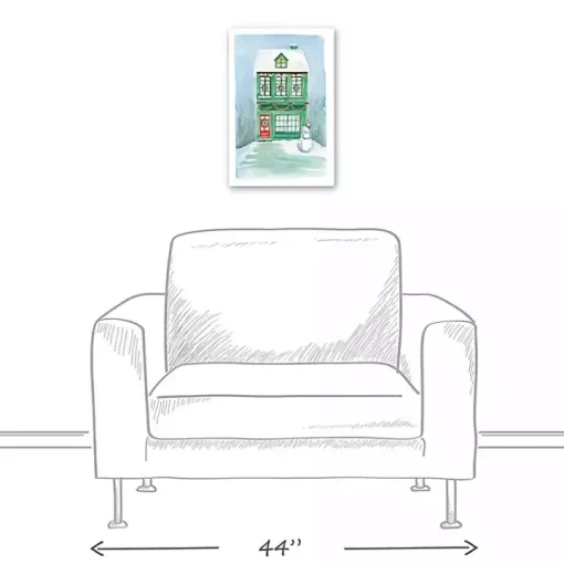 Green Christmas House Canvas Art Print