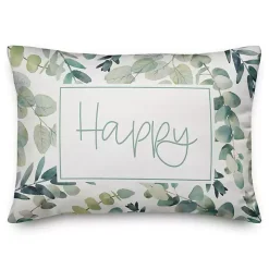 Green Eucalyptus Happy Outdoor Pillow