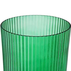 Green Glass Vase with Gold Pedestal Base, 20 in.