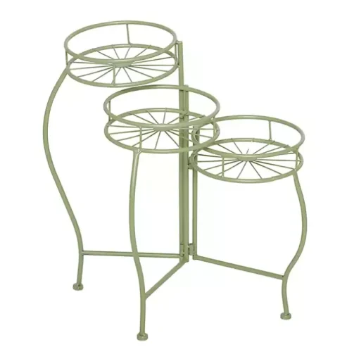 Green Metal Starburst 3-Tier Plant Stand