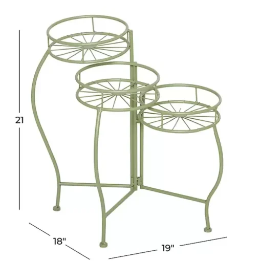 Green Metal Starburst 3-Tier Plant Stand
