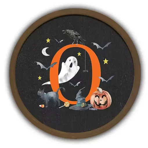 Halloween Monogram O Brown Framed Wall Plaque