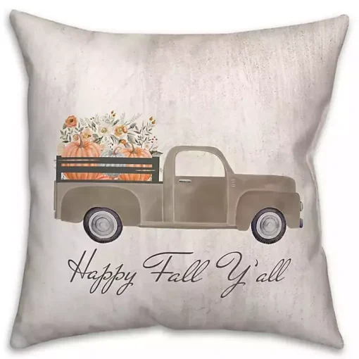 Happy Fall Y'all Pumpkin Truck Pillow